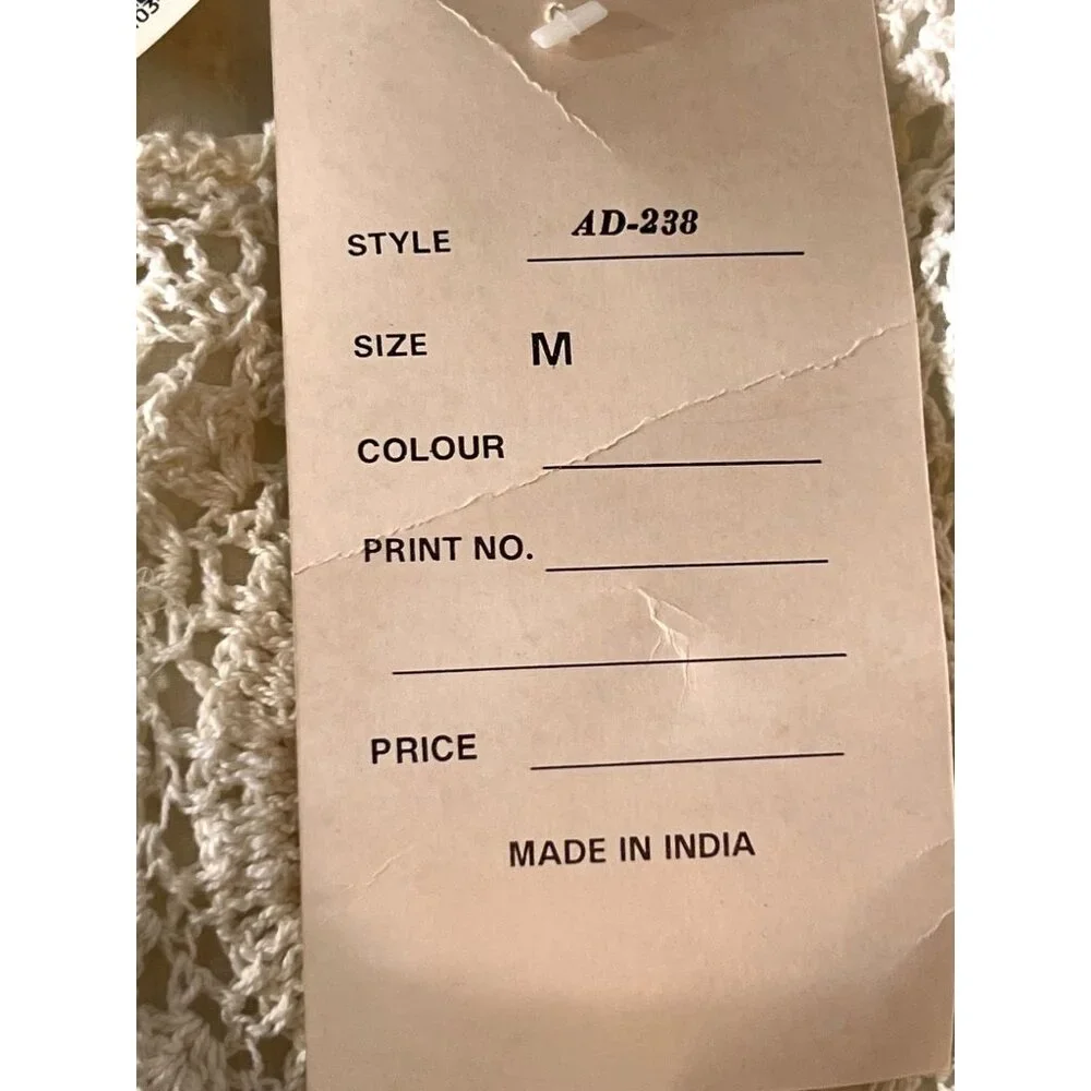 NWT Vtg Papillon Cream White Sleeveless Lace Crochet Gauzy Boho Midi Dress Med - Picture 9 of 15